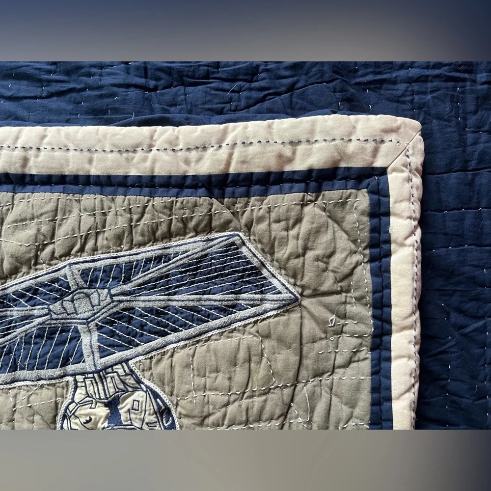 Pottery Barn Kids Star Wars X-Wing Tie Fighter Quilt Twin with Pillow Case